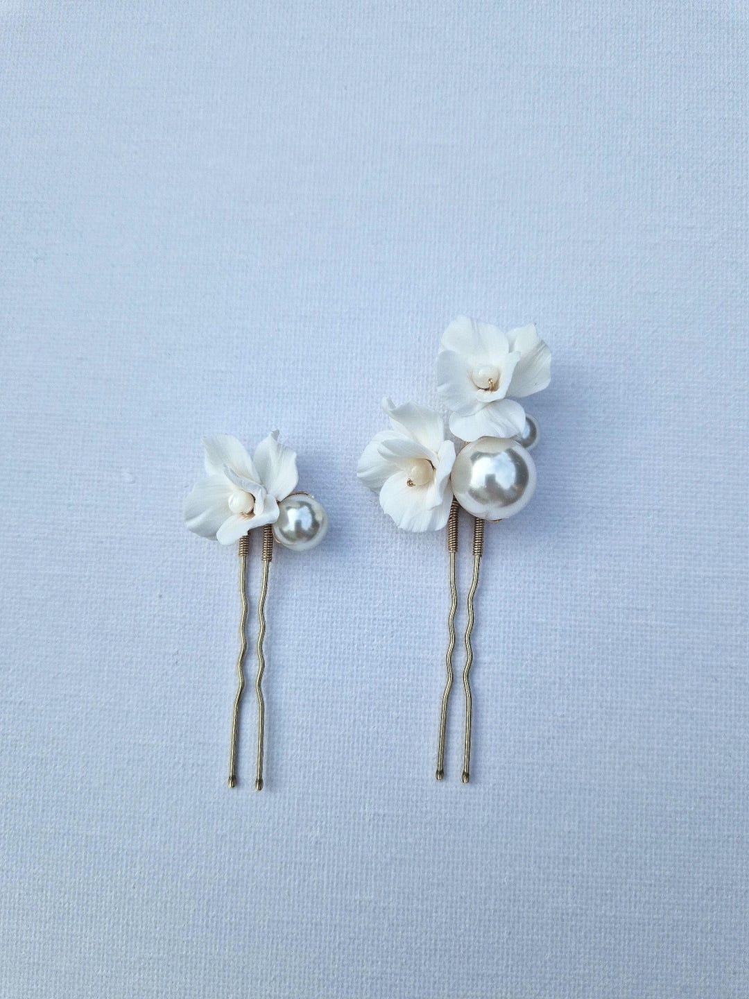 LARA| Bridal Hair Pins – White Flower & Pearl Wedding Hair Accessories ...