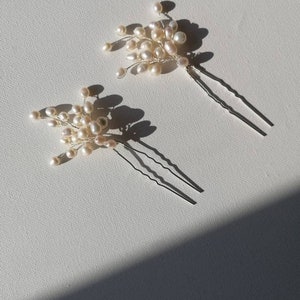 PERLA hairpins bridal hairpins, bridal hair accessories,  natural pearl hair slides, wedding hair accessories