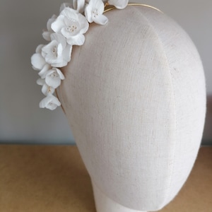 EMILY | Bridal floral headband,  wedding statement headpiece, white flower hairpiece, wedding hair accessories, bridal hair clip