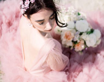AELIA Bridal Headband, Hand Sculpted Flower Wedding Crown,  Floral Bridal Hairpiece