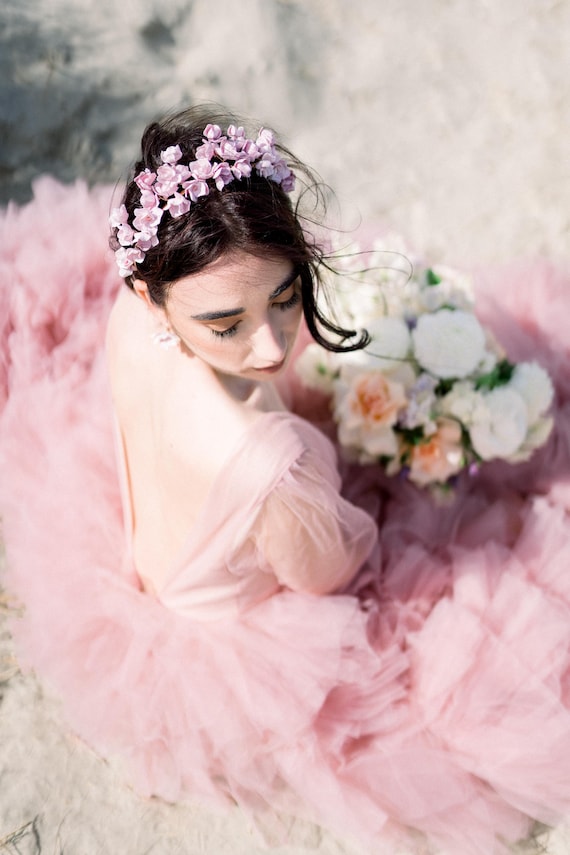 Clay Floral Bridal Headband, Hand Sculpted Flower Wedding Crown, Couture Bridal Hairpiece – AELIA