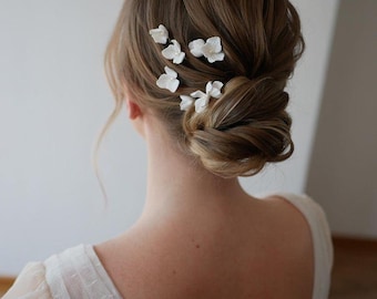 BRIELLE bridal hairpins, bridal hair accessories, bridal hairpiece, porcelain flower hairslides