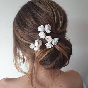 DUCHESS | Bridal floral hair accessories, porcelain flower hairpins, wedding hair accessories, hairpins for bridesmaids