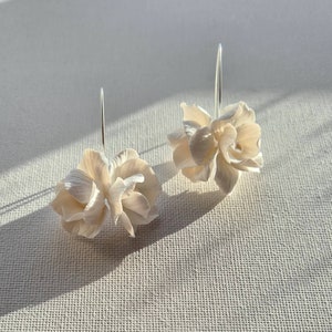 BEL bridal earrings, 18K gold-filled clay flower earrings, bridal floral statement earrings, sterling silver earrings, floating earrings