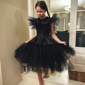 Wednesday dress best quality handmade black tulle girls birthday