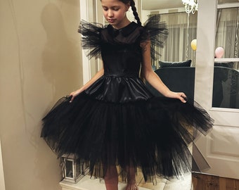 Wednesday dress best quality handmade black tulle girls birthday
