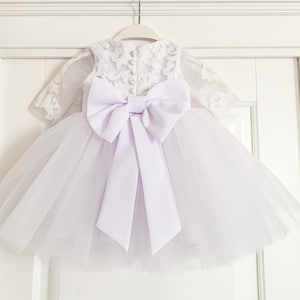 White flowergirl dress, christening gown baptism dress, baby girls dress