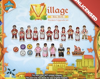 Naklejki do zestawu ulepszeń The Village Big Box Meeples • Materiały najwyższej jakości!