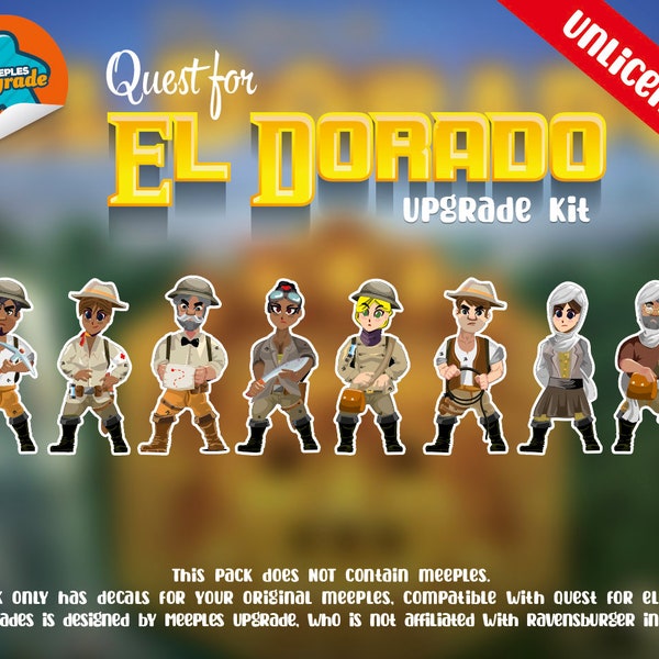 Quest for el DORADO, Upgrade Kit, Decals for your meeples! (Stickers)