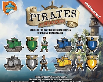 PIRATES of MARACAIBO Upgrade Kit, Decals for your meeples! (Stickers), Deluxe stickers