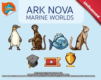 ARK NOVA Zestaw ulepszeń Meeples Marine World Naklejki • Zestaw naklejek • Materiały najwyższej jakości!