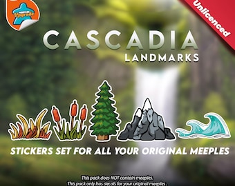 CASCADIA LANDMARKS Meeples Upgrade Kit Stickers • Decals Kit • Premium materials!