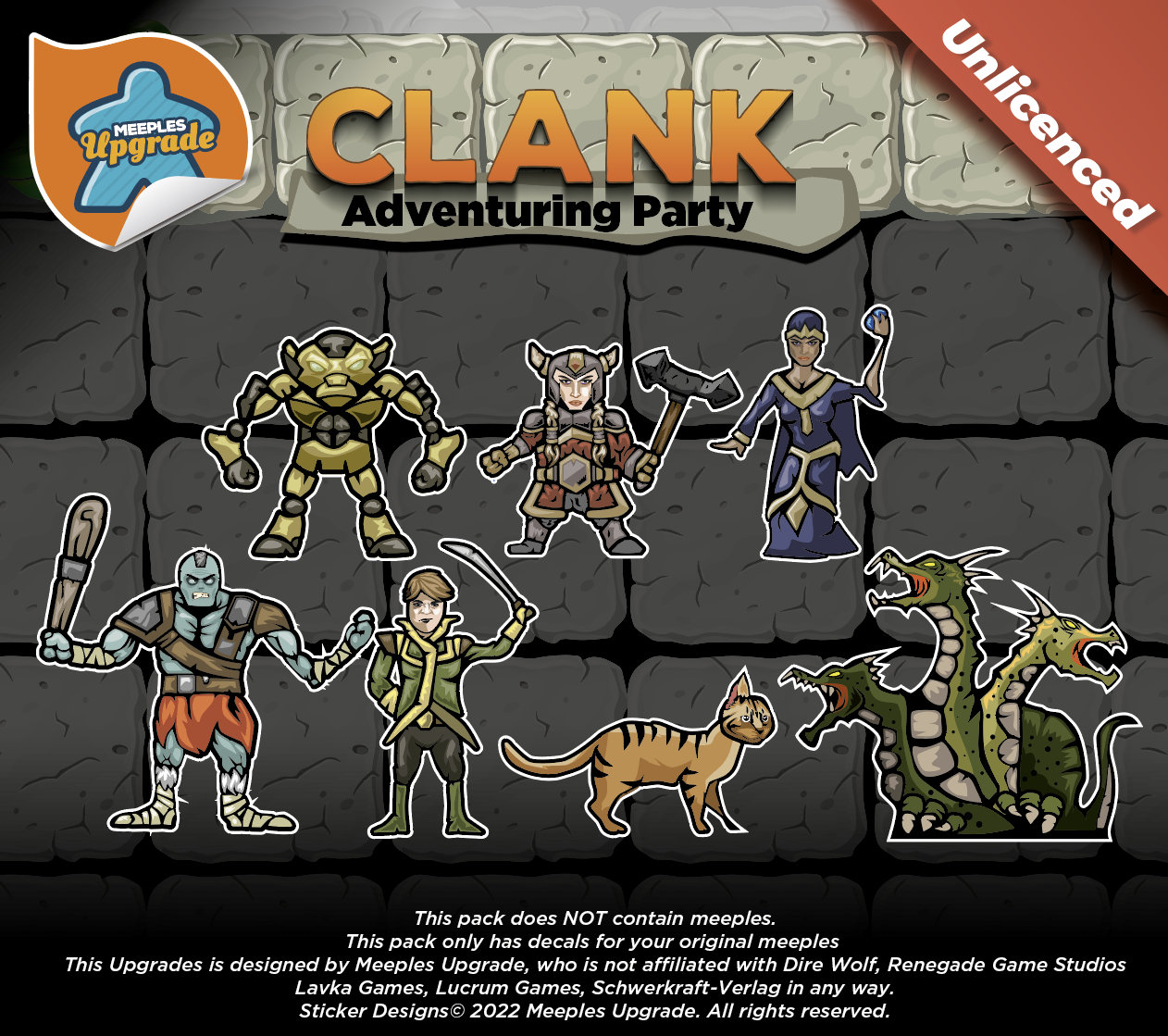 CLANK! Adventuring Party Meeples Upgrade Kit Stickers • Decals Kit • Premium materials!