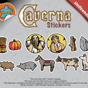 Kit de mise à niveau CAVERNA, autocollants Meeples !! Autocollants découpés sur mesure, matériaux de qualité supérieure pour le jeu de société Caverna