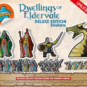 DWELLINGS of ELDERVALE (DELUXE version) Meeples Upgrade Kit Stickers • Decals Kit • Premium materials!