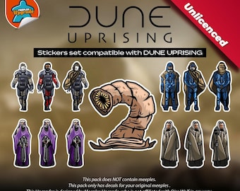 Naklejki do zestawu ulepszeń DUNE Meeples, kompatybilne z grą planszową Dune Imperium • Materiały najwyższej jakości!
