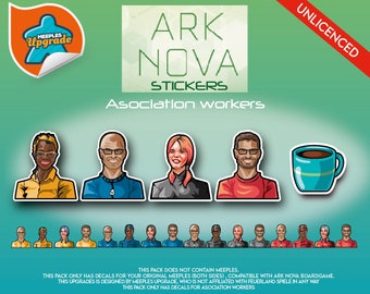 Naklejki do zestawu ulepszeń Meeples ARK NOVA • Zestaw kalkomanii • Materiały najwyższej jakości!