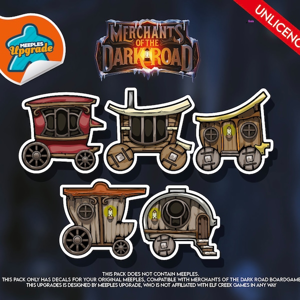 Naklejki z zestawu ulepszeń MERCHANTS of the DARK ROAD • Zestaw naklejek • Materiały najwyższej jakości!