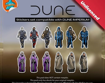 Naklejki na zestaw ulepszeń Meeples DUNE Kompatybilne z grą planszową Dune Imperium • Materiały najwyższej jakości!