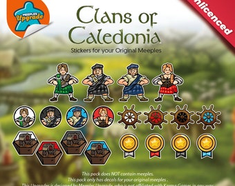 CLANS of CALEDONIA Meeples Upgrade Kit Stickers • Decals Kit • Premium materials!