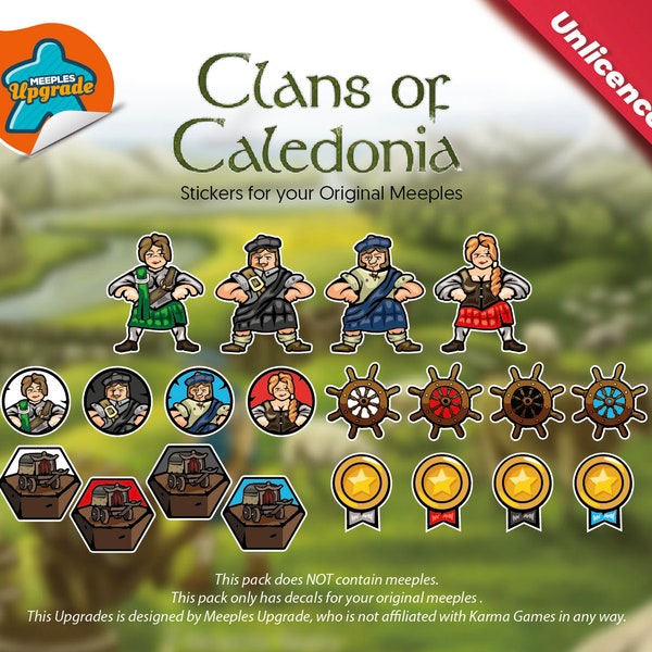 CLANS of CALEDONIA Meeples Upgrade Kit Stickers • Decals Kit • Premium materials!