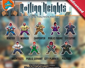 Rolling Heights Meeples Upgrade Kit Stickers, Decals Kit • Premium materials!