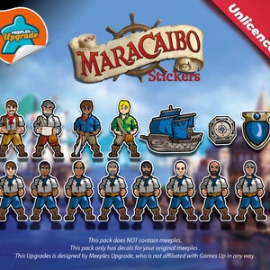 MARACAIBO Upgrade Kit, Decals for your meeples! (Stickers), Deluxe stickers