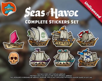 Seas of Havoc Deluxe Meeples Upgrade Kit Stickers + Sea monsters + Buried treasure expansions