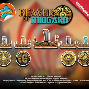 Kit de atualização REAVERS of MIDGARD, decalques para seus meeples! (Adesivos) • Materiais premium!