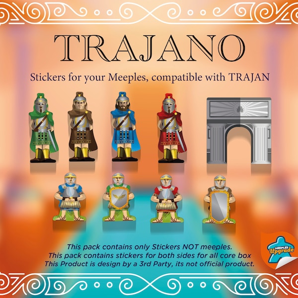 TRAJAN Upgrade Kit, Meeples Stickers!! Custom Die cut decals, Premium materials for TRAJAN boardgame