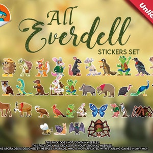 All Everdell Upgrade Kit, stickers for Core box and ALL expansions for EVERDELL
