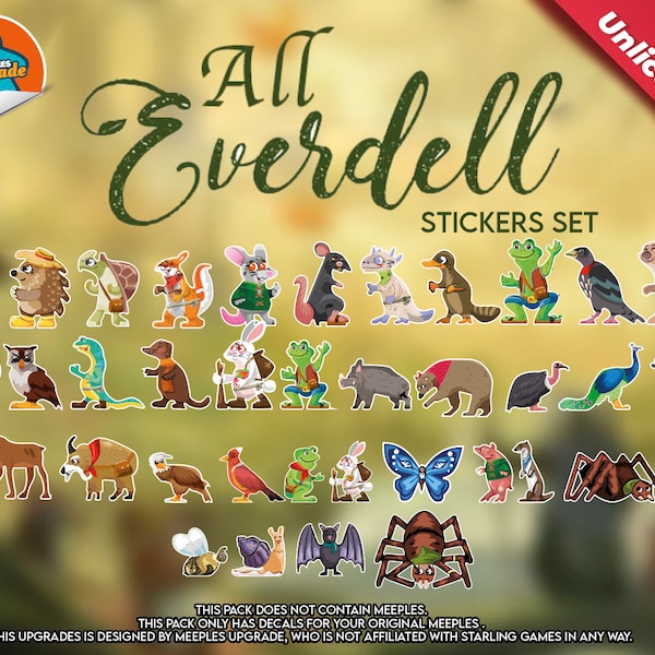 All Everdell Upgrade Kit, stickers for Core box and ALL expansions for EVERDELL