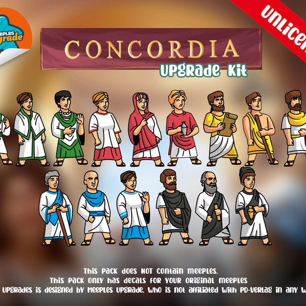 CONCORDIA+ FREE Venus & Salsa Meeples Stickers!! Custom Die cut, Premium materials for Concordia boardgame