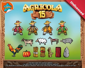 AGRICOLA 15th Anniversary Upgrade Kit, Meeples Stickers!! Custom Die cut decals, Premium materials!