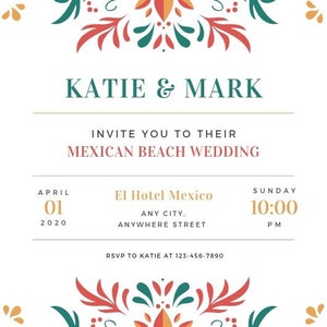 Colourful Floral Patterned Wedding Invitation Instant Download