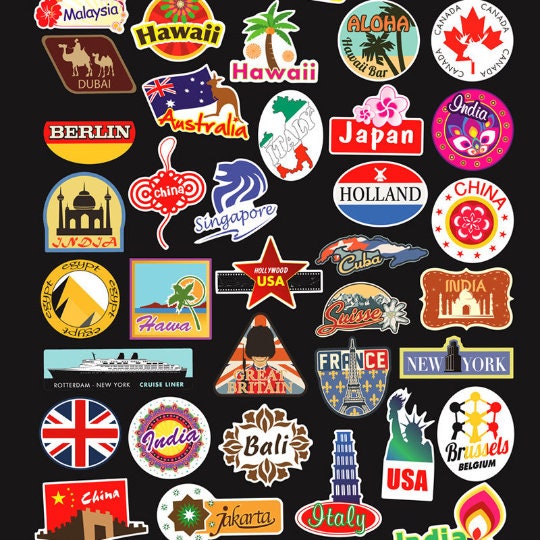 100 Pcs Landmarks Sticker Pack City Icons Stickers Laptop Etsy