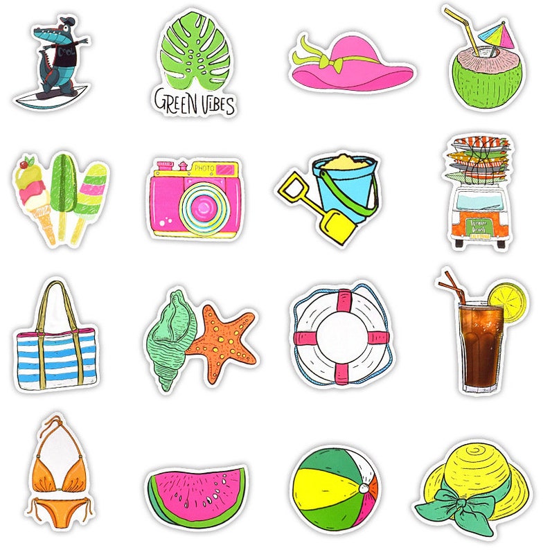 50 Pcs Summer Vacation Sticker Pack Travel Stickers Laptop Suitcase Stickers Skateboard Stickers Decoration Stickers