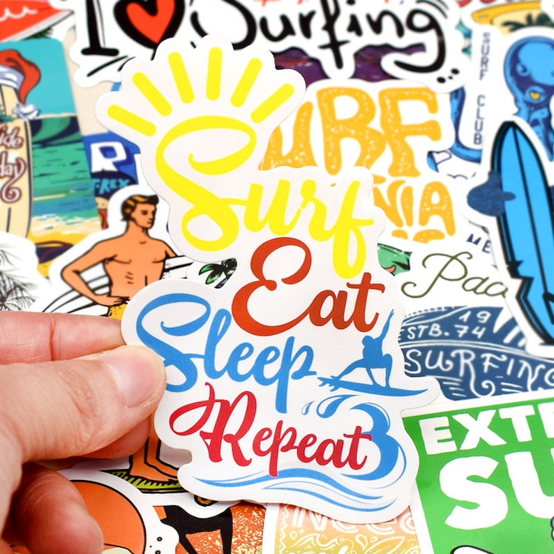 50 Pcs Summer Surfing Sticker Pack Travel Stickers Laptop Suitcase Stickers Skateboard Stickers Decoration Stickers Ver.2