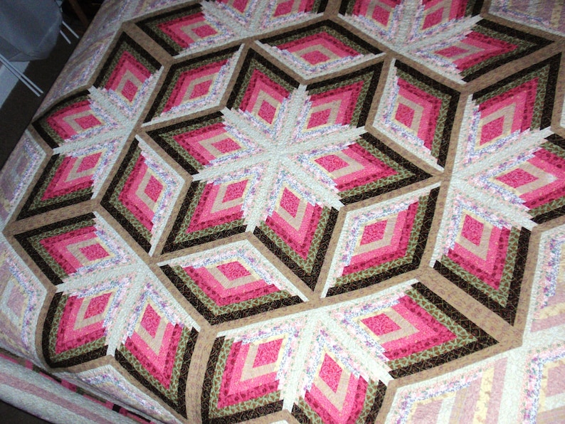 Diamond Log Cabin Star Quilt Pattern Etsy