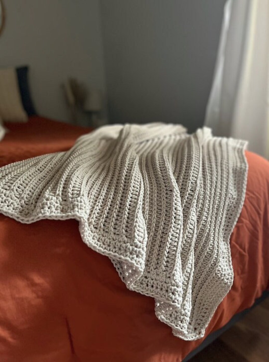 Cozy Faux Knit Crochet Blanket Pattern PDF, Easy Crochet Blanket