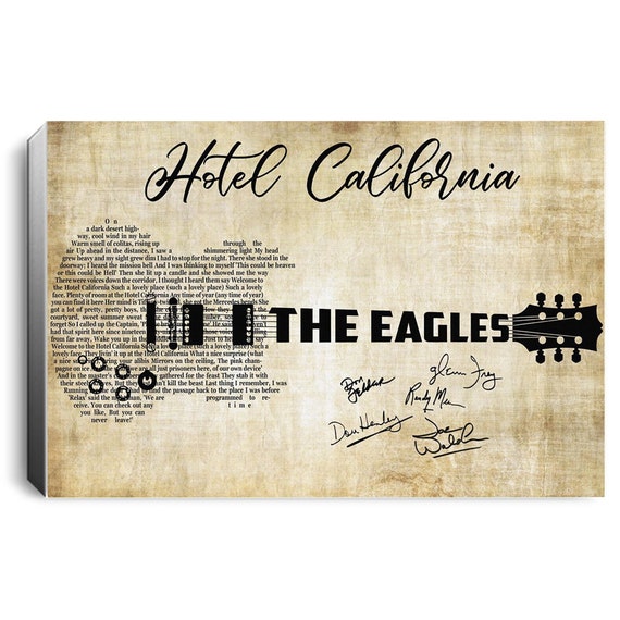 Canvas The Eagles Hotel California Lyrics Etsy