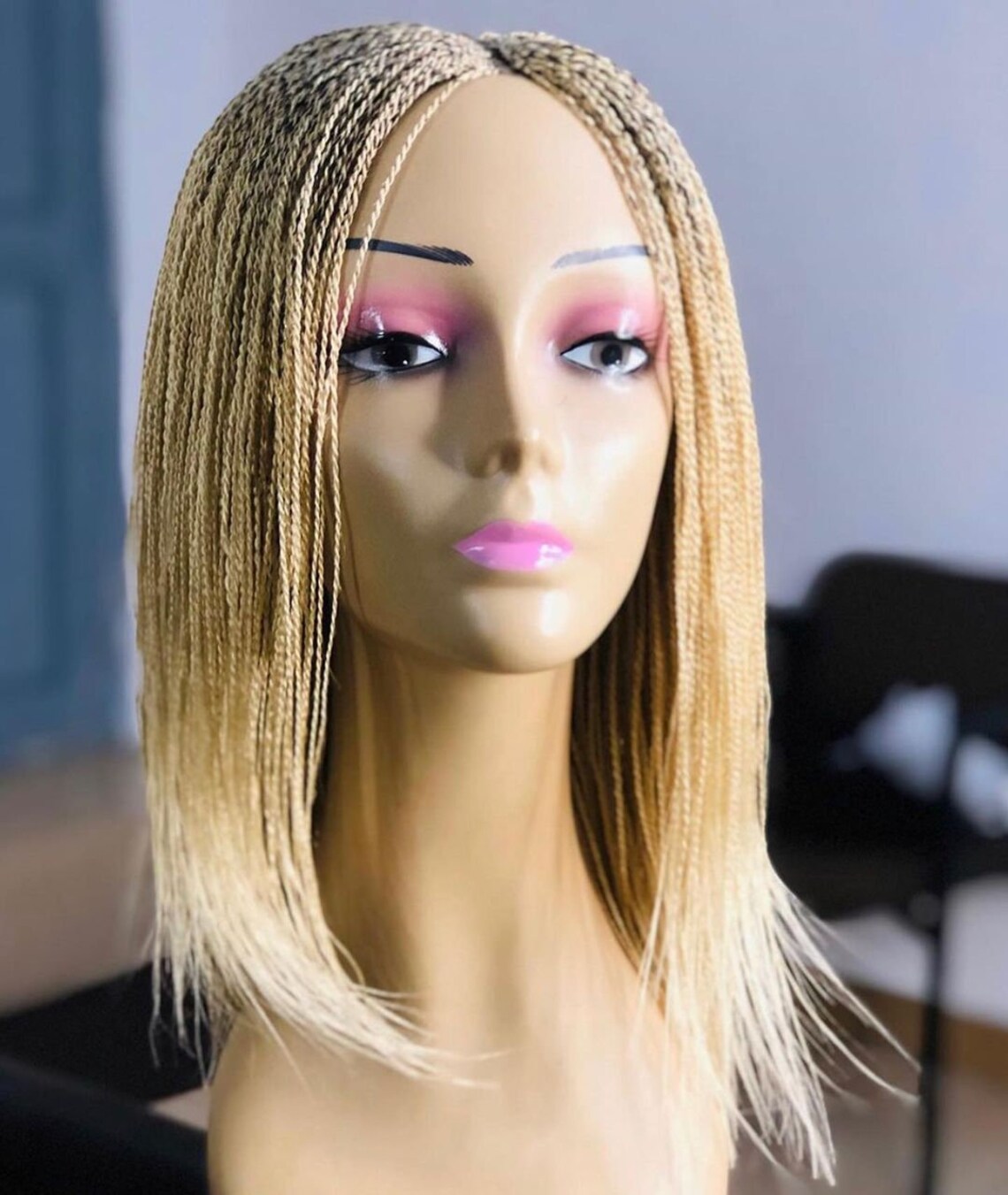 Short Micro Braid Wig Braided Wig Lace Front Wig Full Lace Etsy