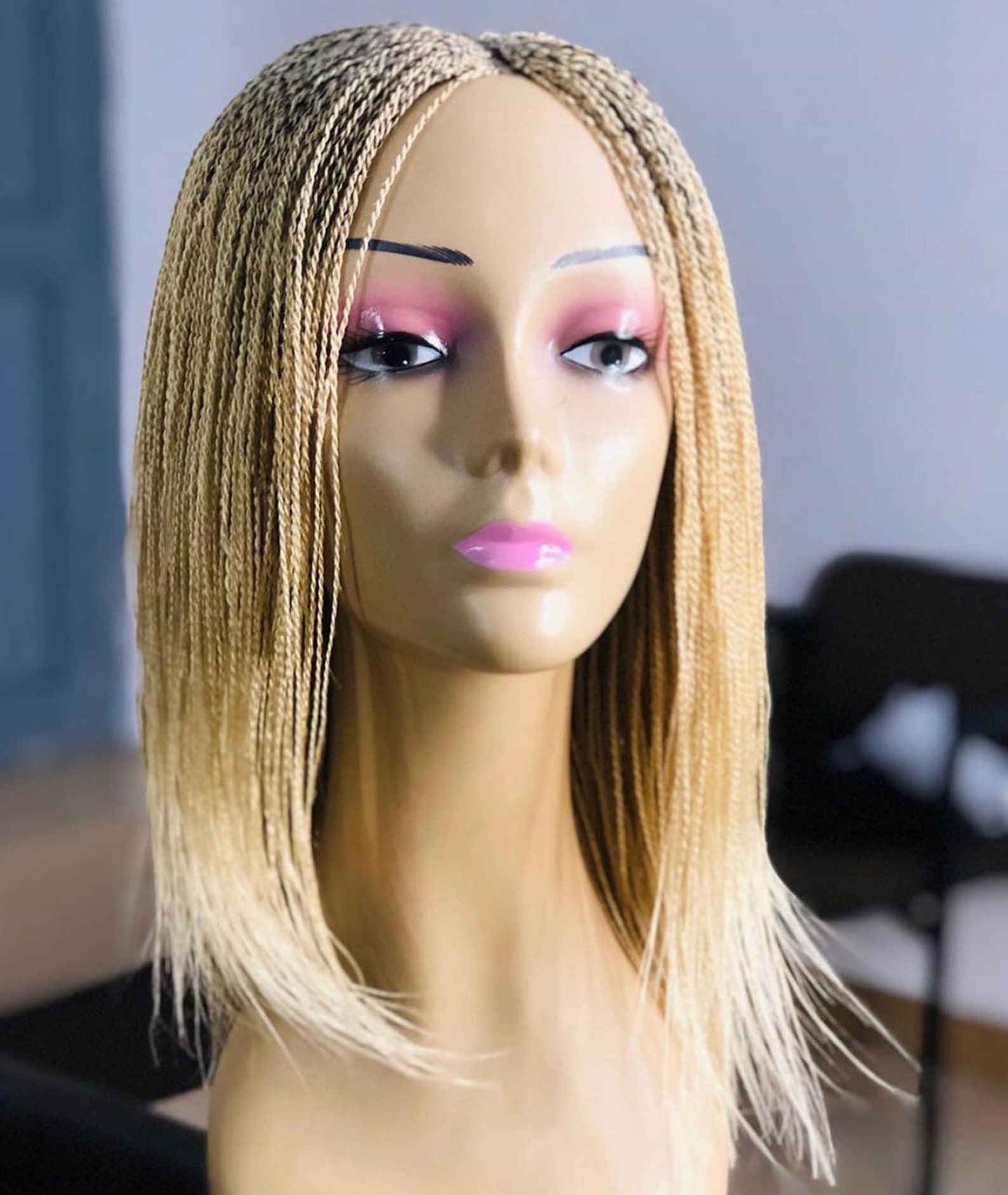 Short Micro Braid Wig Braided Wig Lace Front Wig Full Lace Etsy