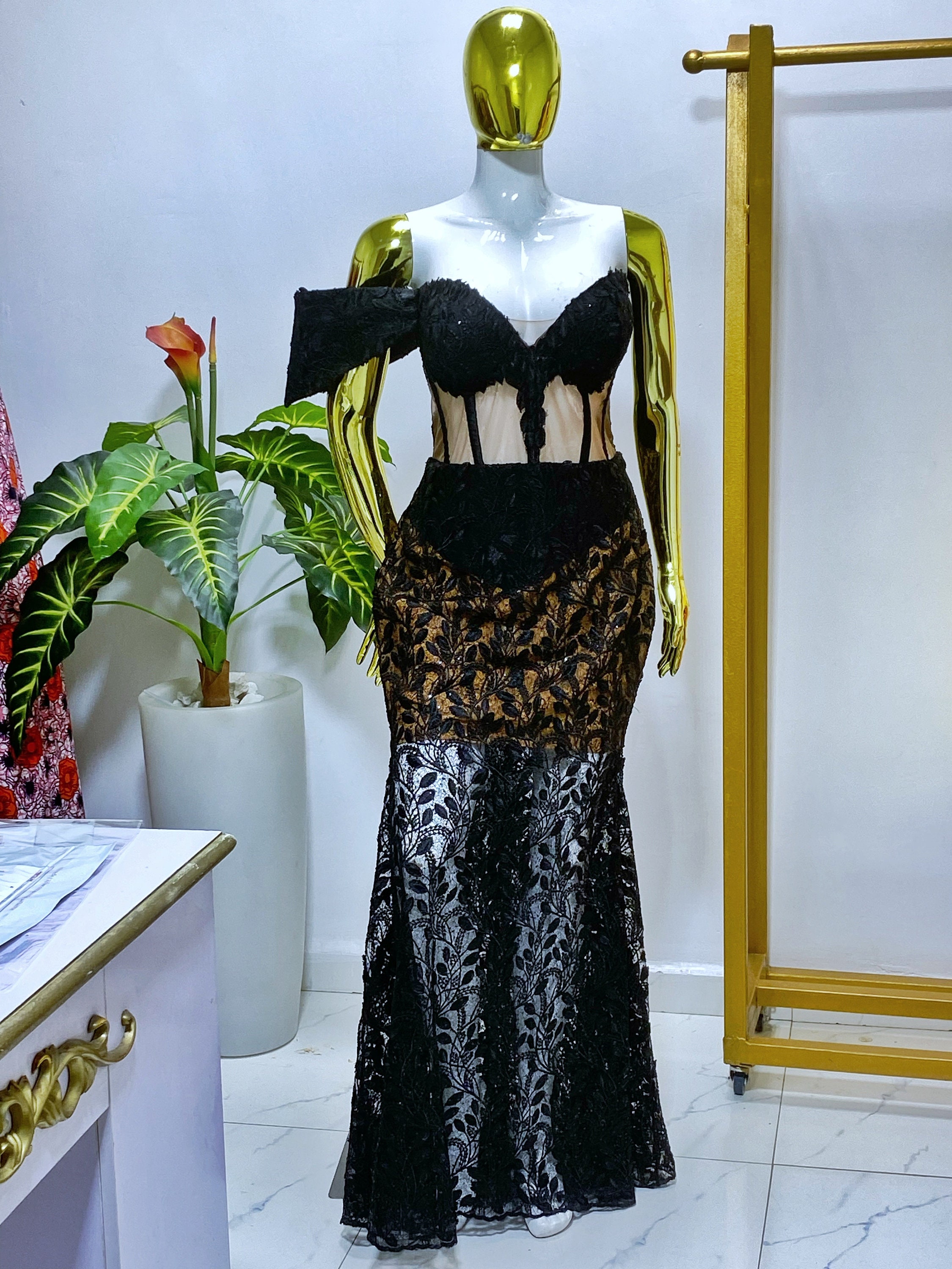 Black Elegant Evening Dress, Prom Gown Mermaid, Black Lace Dress, Corset  Dress, -  Canada