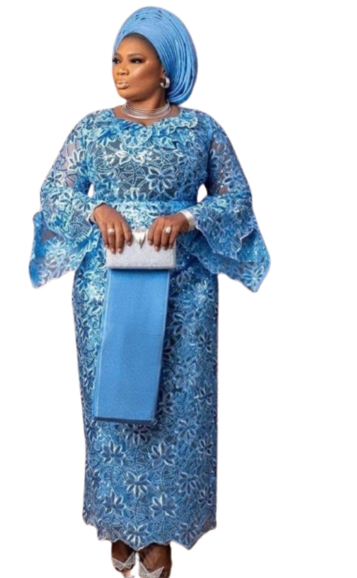 Elegant Iro and Buba, African Lace Dress, Unique Wrapper and