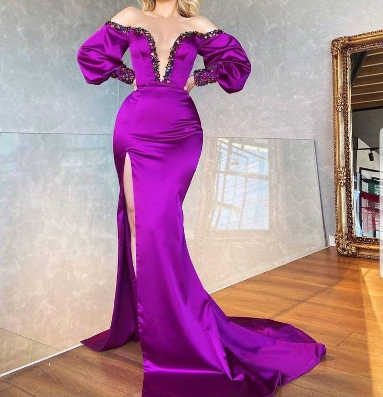 Elegant Purple Dress Classy Dinner Dress Dresses With High Etsy
