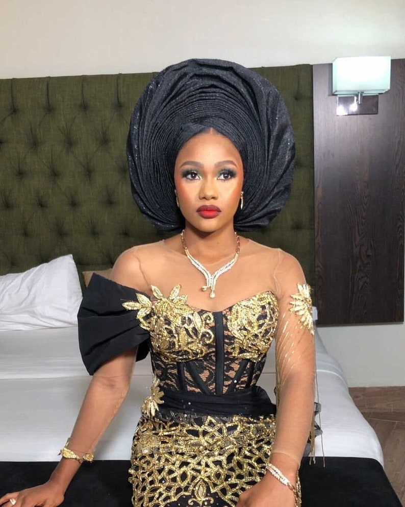 SugeGa Pre Tied African Headtie Hat Turban Cap For Women Nigerian Aso Oke Headtie Auto Gele Head Wrap For Wedding Party 200g Red Price In Saudi Arabia 104027036