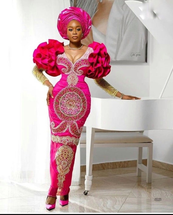Elegant Pink Dress Ankara Party Dress African Print Dress