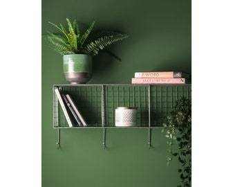 Wall-mounted Small Grid Plants Racks Pine Wood Storage Shelves,Iron Wire