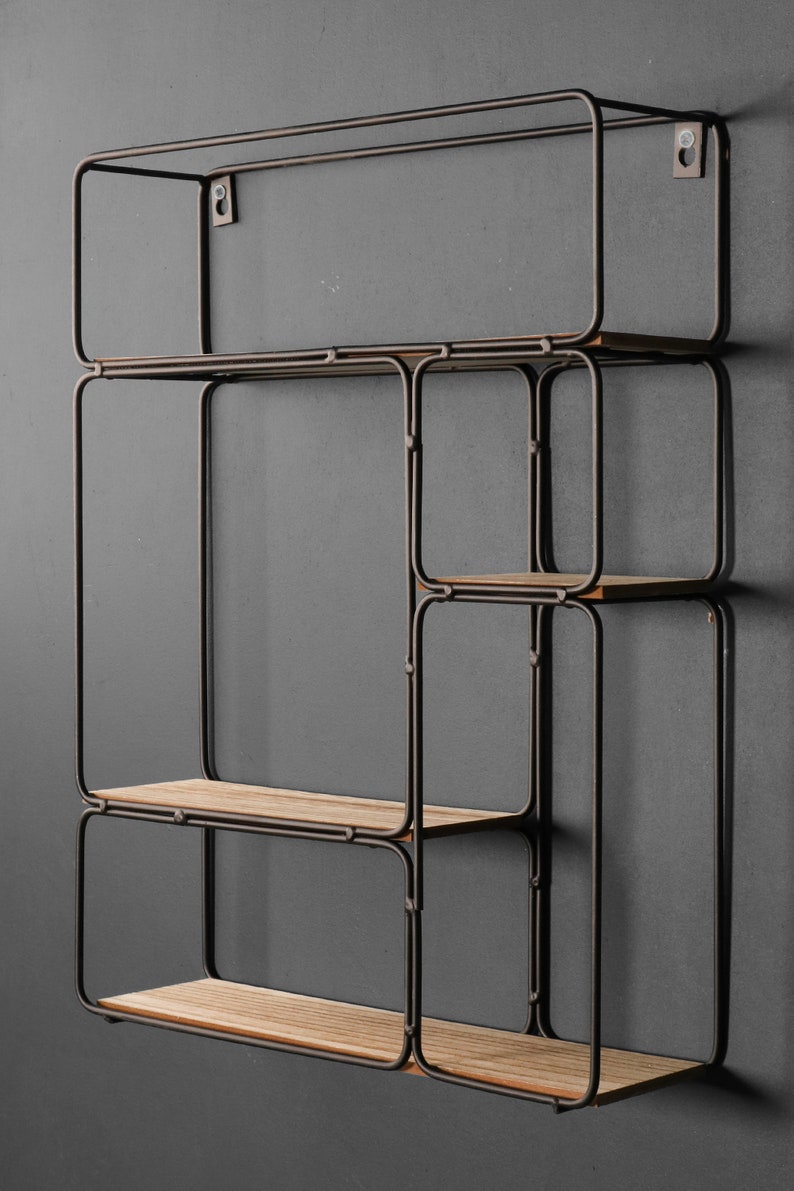Retro Industrial Style Wall Shelf Shelving Unit Metal Wood Etsy Ireland